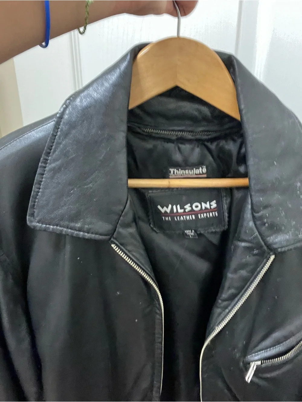Wilsons Leather Black Men's Leather Mid-Length Jacket